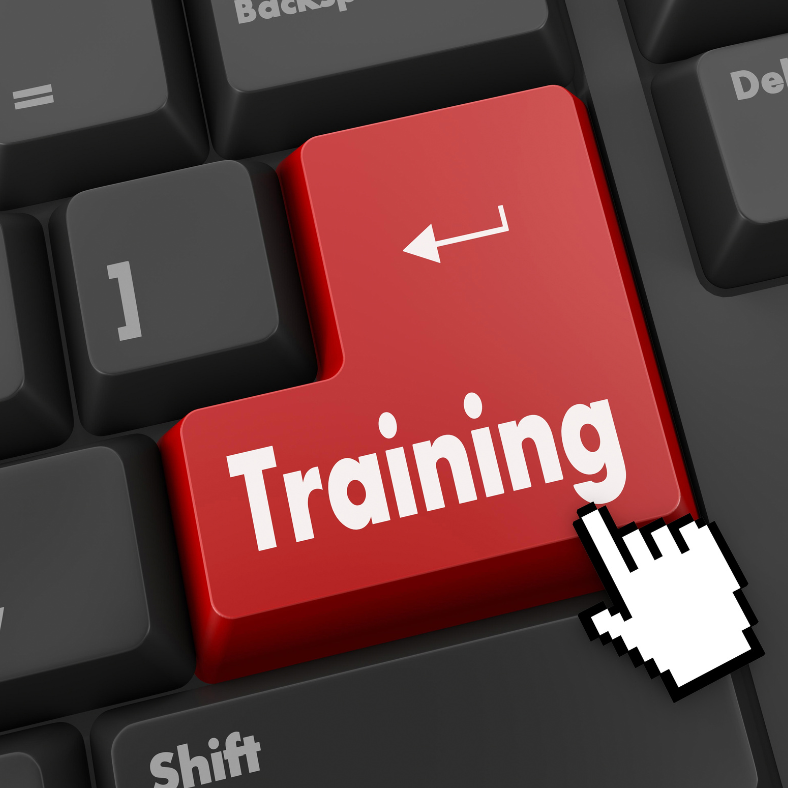 A picture with the word 'Training' on a computer keyboard